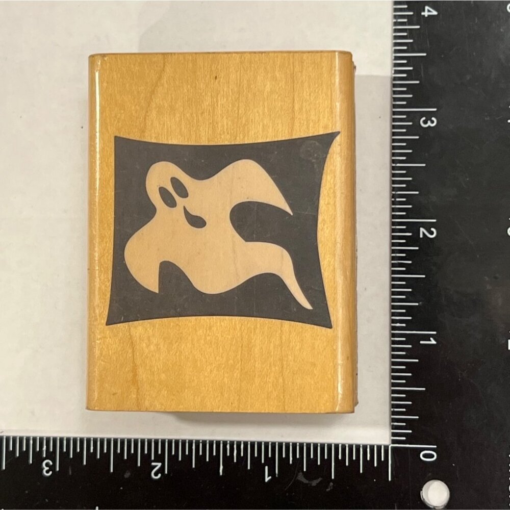 RARE Ghost in box Rubber Stamp By Canadian Maple Collections Halloween